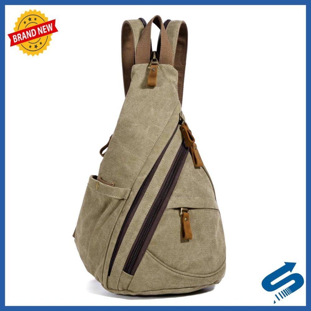 Canvas Sling Bag Crossbody Backpack Casual Daypack Lightweight Water-Resistant